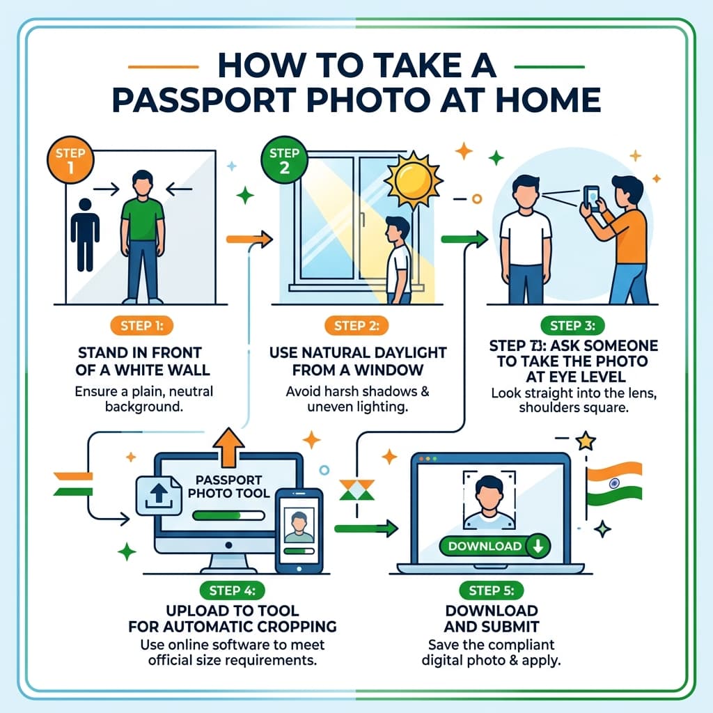 5 steps to take a perfect Indian passport photo at home in 2026