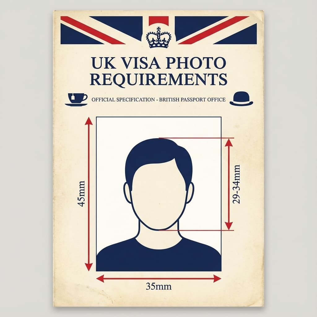 UK visa photo requirements - 45x35mm size with white or cream background