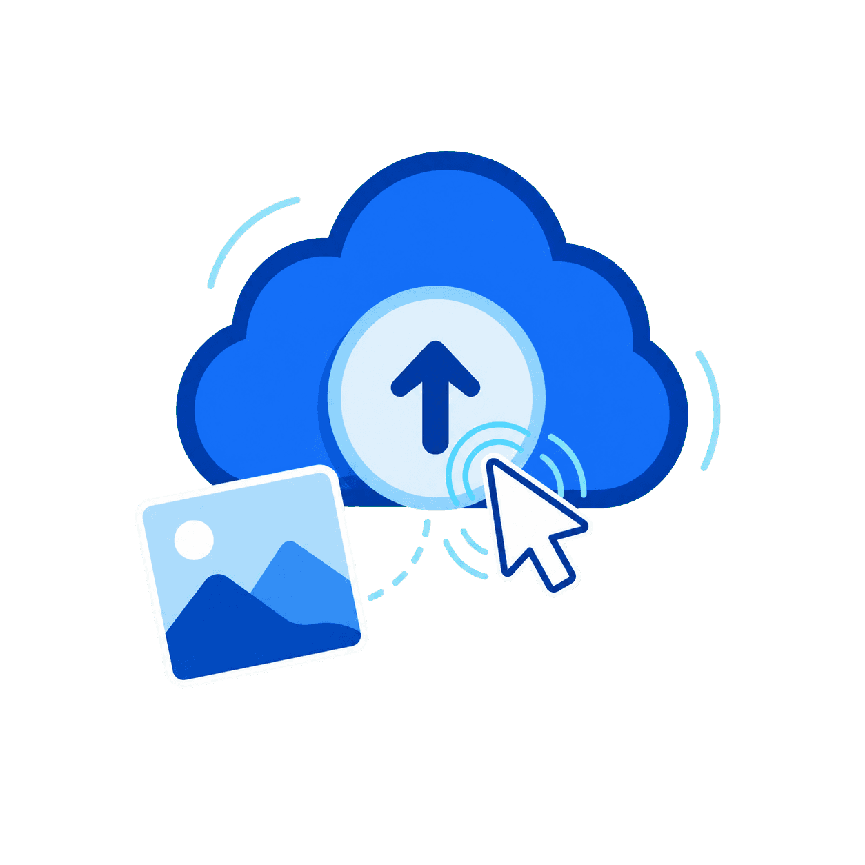 Illustration showing click to upload action